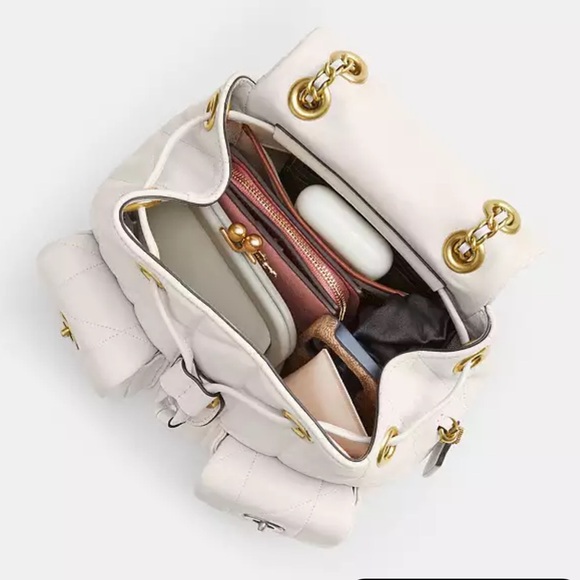 COACH Quilted Tabby Convertible Backpack - Color Chalk - Picture 4 of 14